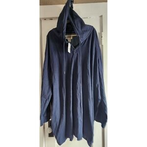 NWT TRUE NATION Mens 6XL blue long sleeve hooded tunic sweats 100% cotton
